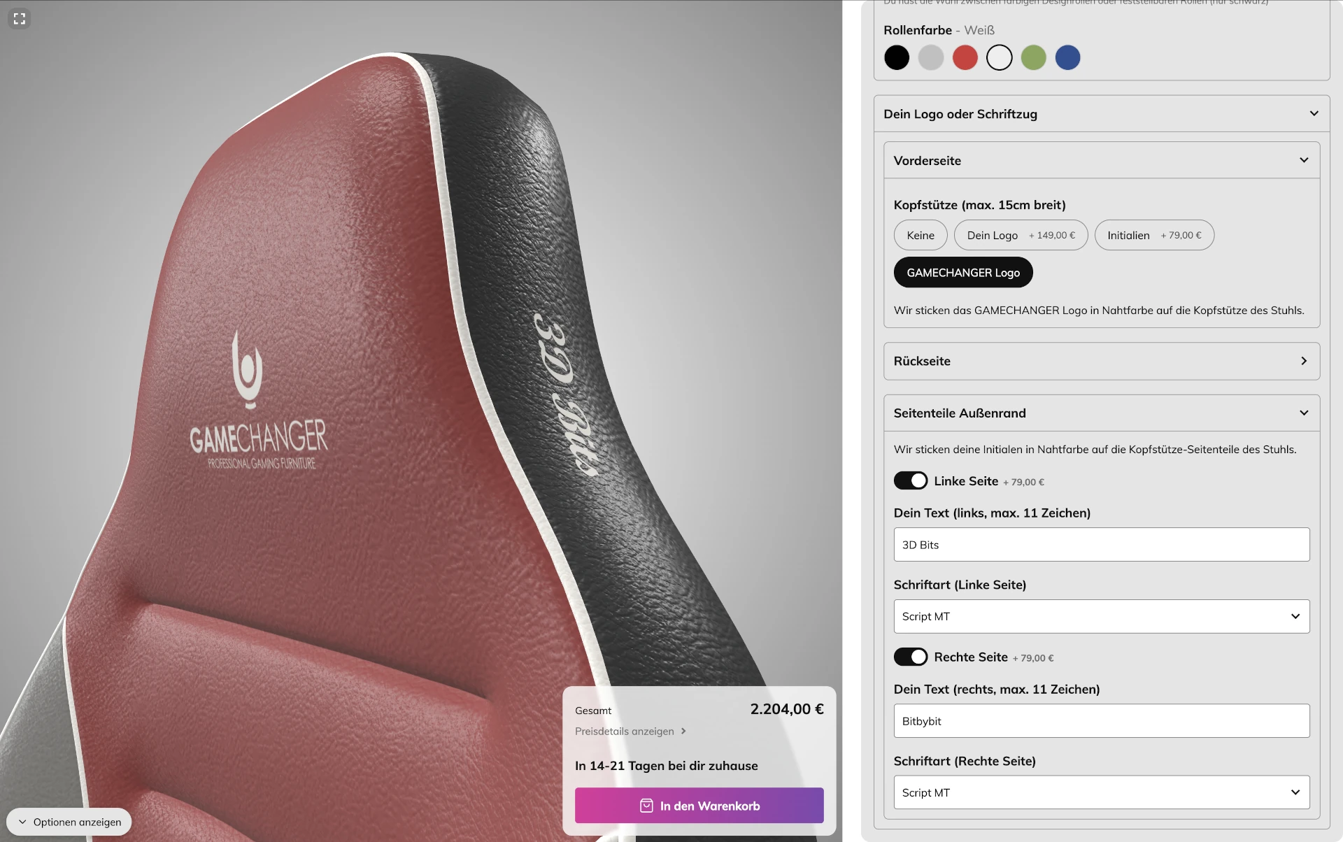 Gamechanger configurator upgrades and helper texts 1