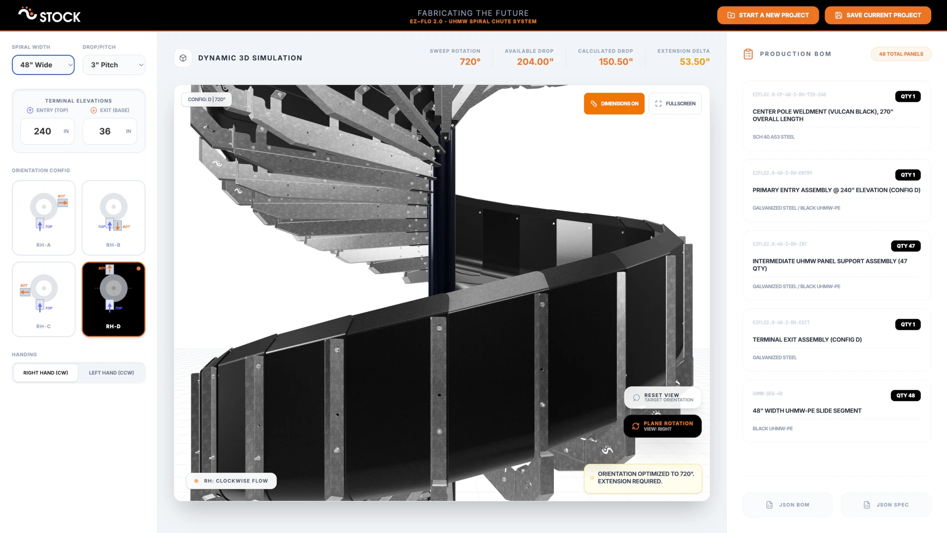 STOCKMHS spiral chute configurator user interface 1