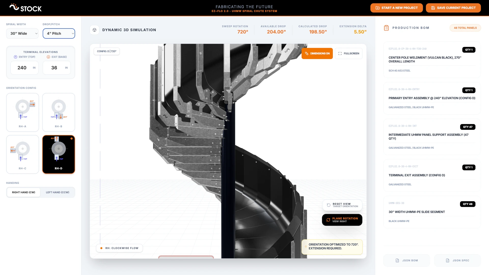 STOCKMHS spiral chute configurator user interface 2