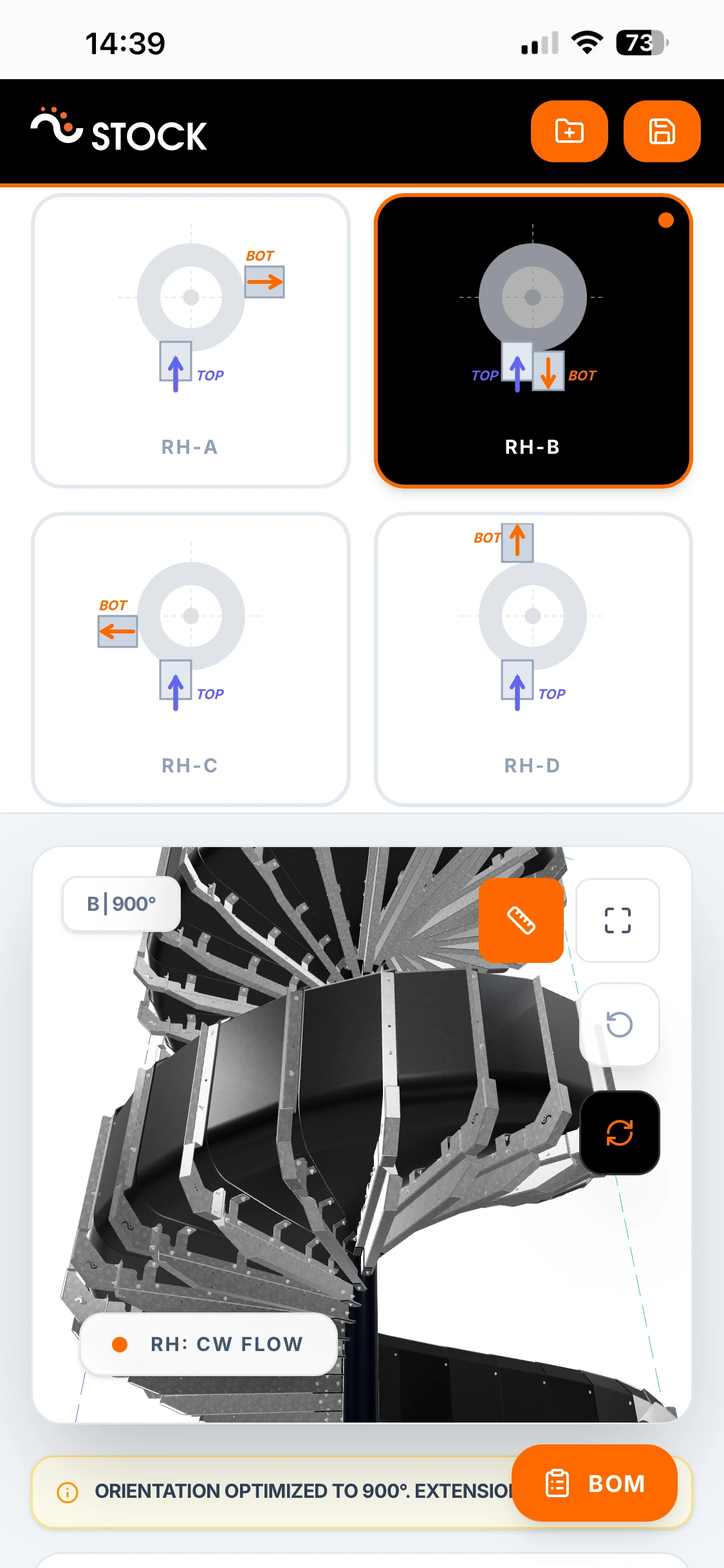 STOCKMHS spiral chute configurator mobile view 2