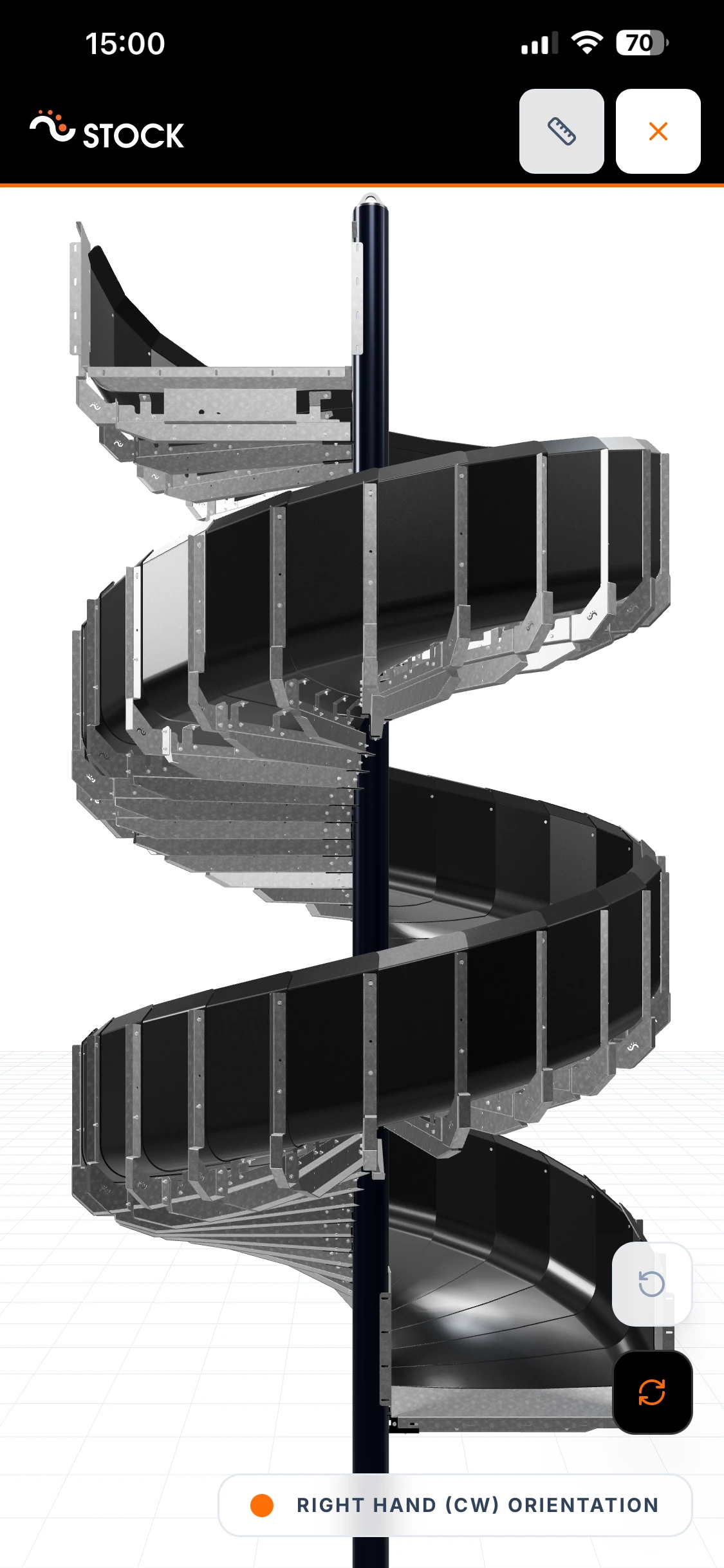 STOCKMHS spiral chute configurator mobile view 3