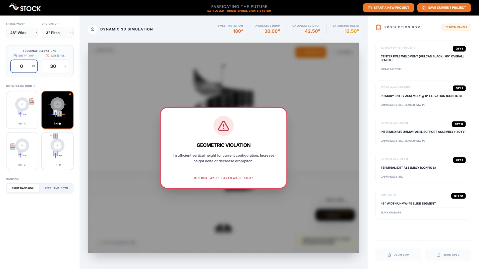 STOCKMHS configurator invalid configuration error 1