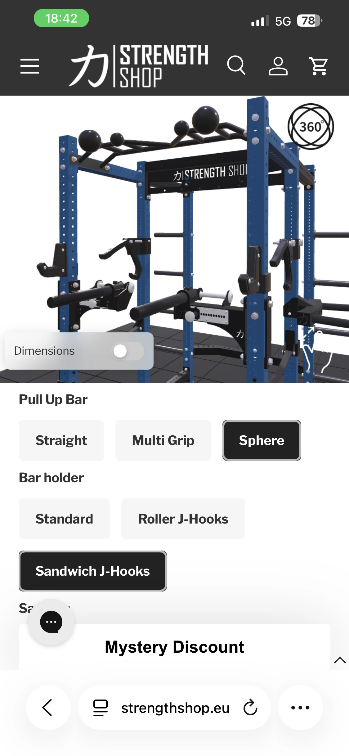 Strength Shop Riot MRR 75 Power Rack configurator mobile view 2