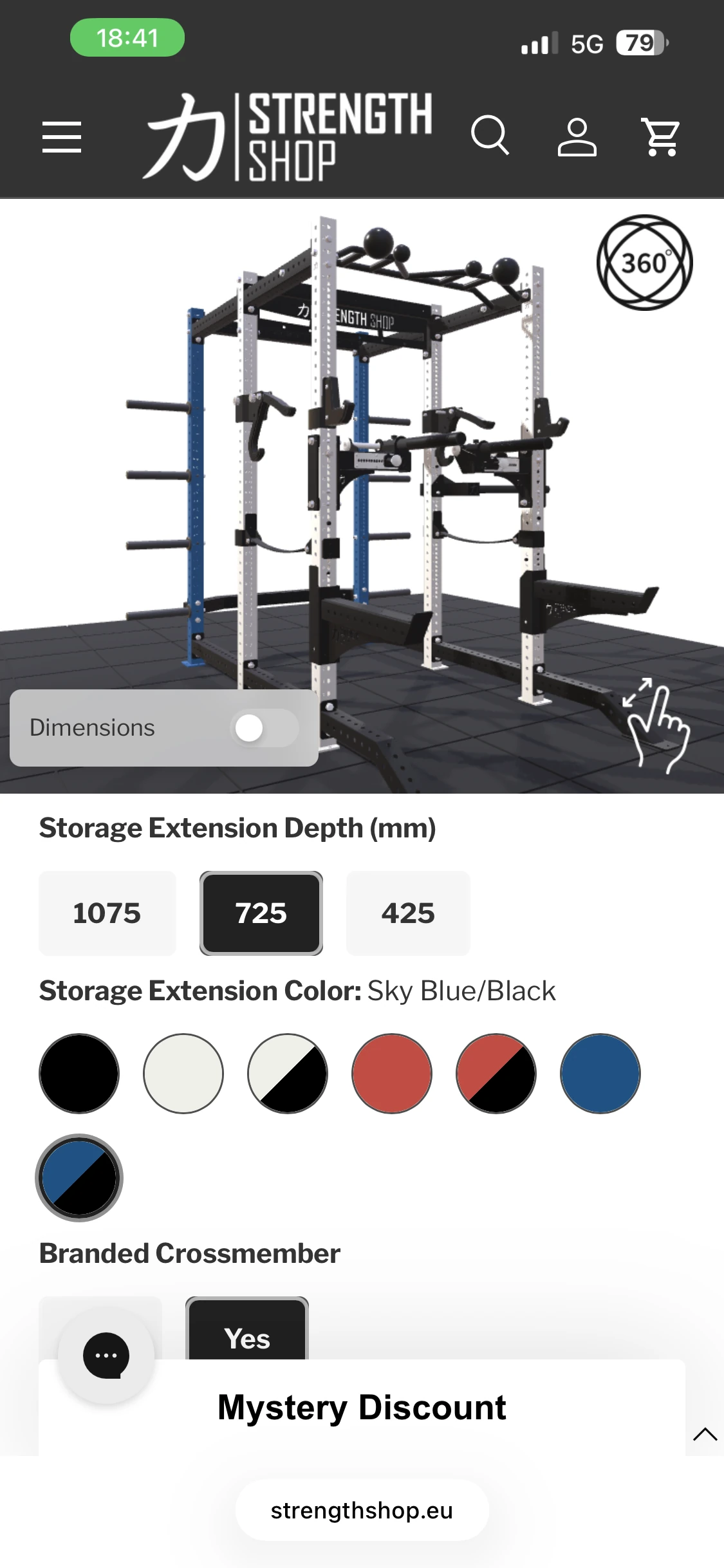 Strengthshop Pro Power Rack configurator mobile view 1