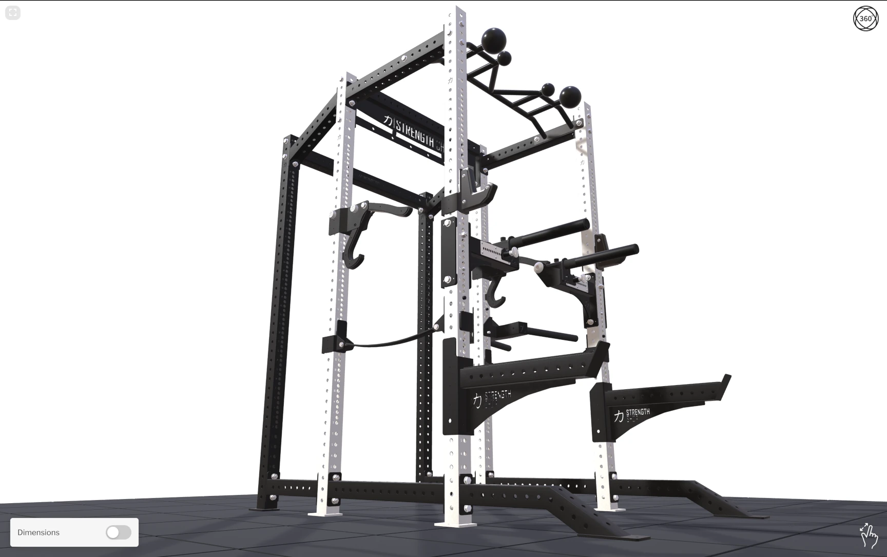 Strengthshop Pro Power Rack dynamic dimensions view 2