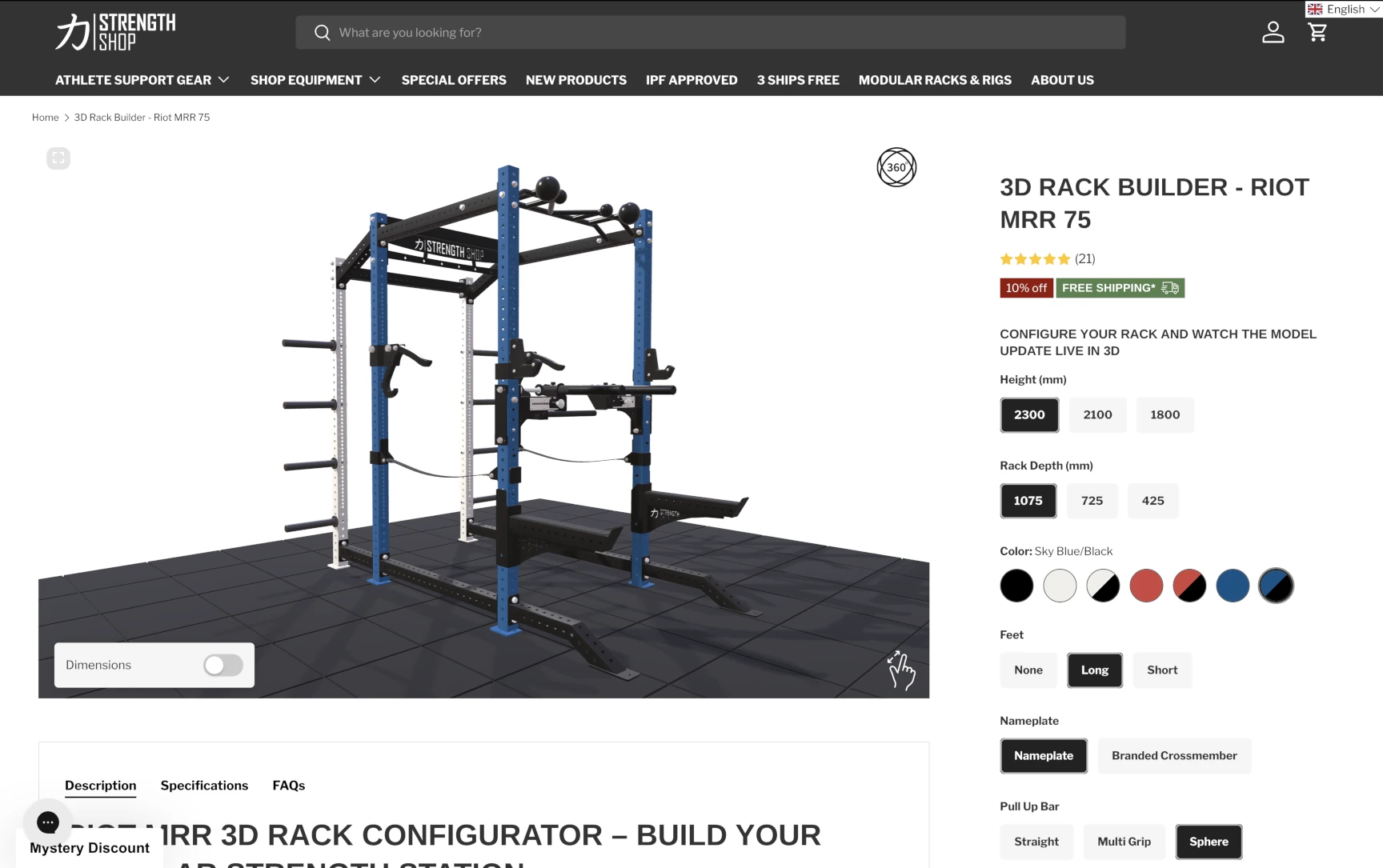Strengthshop custom UI with 3D configurator 2