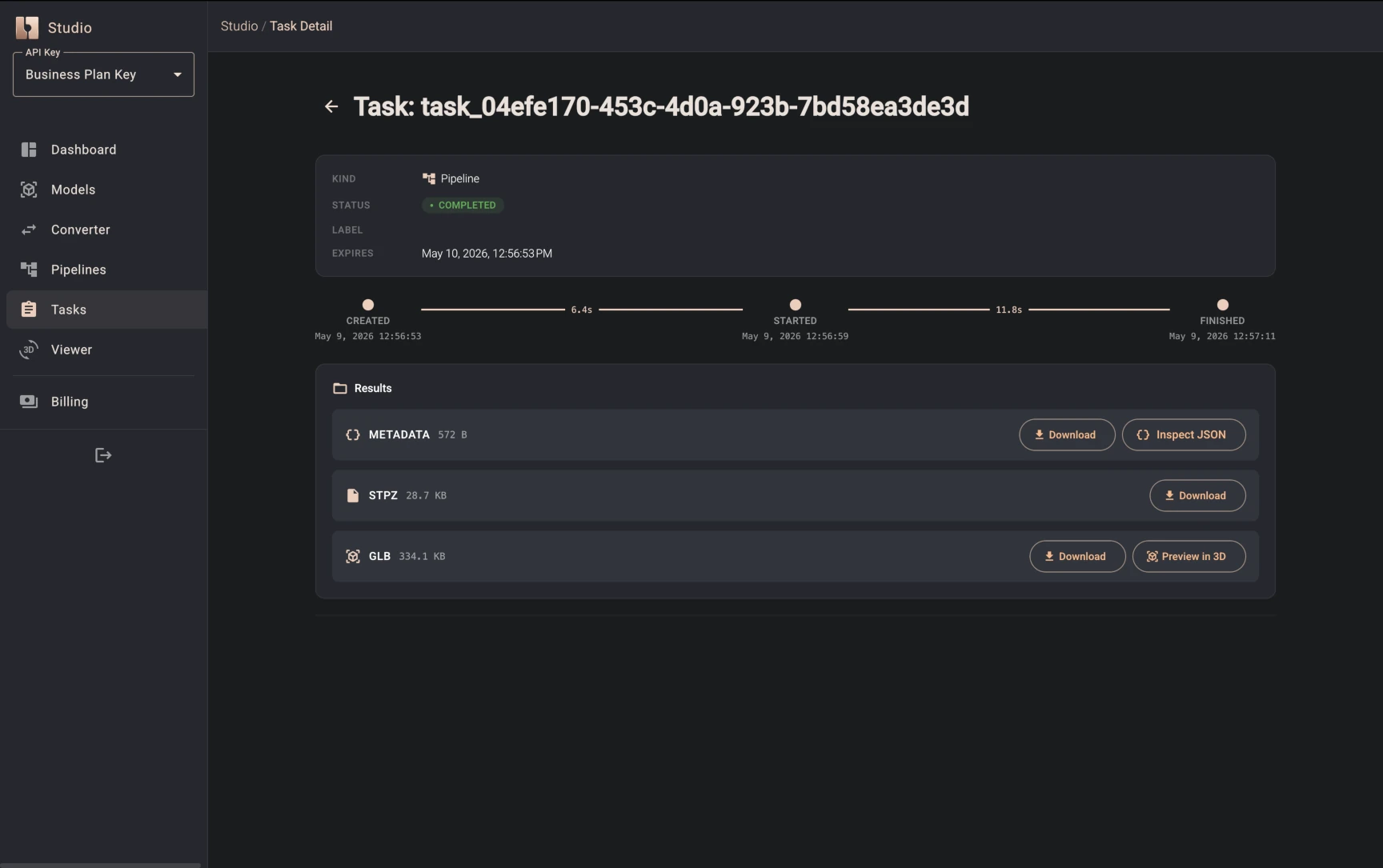 Bitbybit Studio pipeline computing and computation result 1
