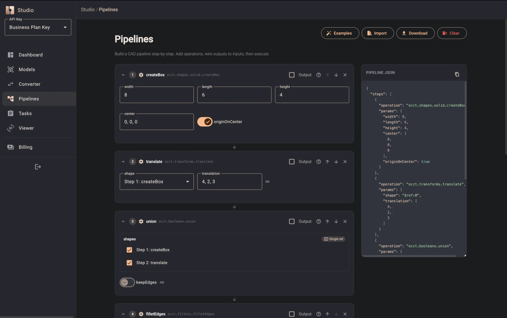 Bitbybit Studio CAD Cloud environment and pipeline selector 2